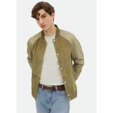 Haki Regular Fit Dik Yaka Casual Süet Deri Mont