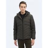 Haki Regular Fit Kapüşonlu Casual Dokuma Mont