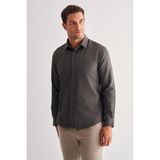 Haki Sert Yaka Uzun Kol Slim Fit Pamuklu Gömlek 1004255175