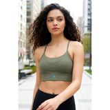 Haki Standart Fit Baskılı Sırt Detaylı Kadın Spor Büstiyer - 97300