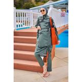 Haki Tam Kapalı Tesettür Mayo Gizli Fermuar Detaylı M2516 - Lacivert - 4XL