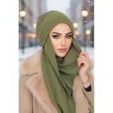 Haki Triko Kelebek Bone Şal