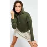 Haki Uzun Kol Rahat Form Kapüşonlu Kadın Sweatshirt - 97115