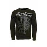 Haki Yeşil Citadium Baskılı Taşlı Bisiklet Yaka Sweatshirt | Wessi