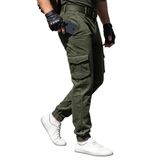 Haki Yeşil Erkek Kargo Pantolon - Haki Yeşil Likralı Pamuk Paçası Lastikli Erkek Pantolon Outdoor İş Yürüyüş Erkek Pantolonu