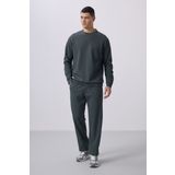 Haki Yüzeyi Dokulu Oversize Erkek Eşofman Takım - 85275