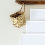 Hakici Dekoratif Çok Amaçlı Doğal El Yapımı Hasır Kare Saksı Sepet / 10X10 cm