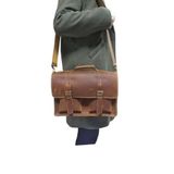 Hakiki Dana Derisi El Dikişli Deri Evrak Çantası, Omuz Askılı, Çok Gözlü, 35x26x9 cm, Laptop ve Tablet için İdeal,siyah,kahve,taba carzy renk seçenekleriyle, (Taba Carzy Dana Derisi, 35X26X9cm)