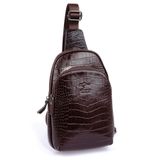Hakiki Dana Derisi Kroko Timsah Desen Unisex Body Bag Sırt Çantası KANGAROO KINGDOM 8155-CK