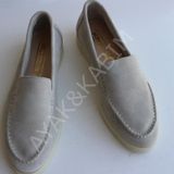 Hakiki Deri Açık Bej Kadın Günlük Ayakkabı Loafer Makosen Babet