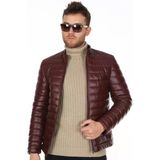Hakiki Deri Bordo Erkek Spor Şişme Deri Mont Deri Ceket