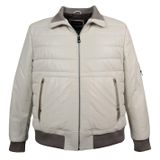 Hakiki Deri Büyük Beden Dolgulu Bomber Mont (Bej, 4XL)
