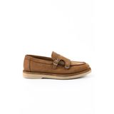 Hakiki Deri Camel Nubuk Çift Toka Loafer Erkek Ayakkabı - E4598 Camel 43
