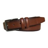 Hakiki Deri Desenli Kahverengi Klasik, Kumaş Pantolon Kemeri 3.5 cm, DK-0116