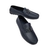 Hakiki Deri Erkek Günlük Loafer Ayakkabı Lacivert Metal Tokalı