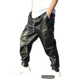 Hakiki Deri Jogger Pantolon, Siyah, Lastik Belli ve Paçalı, Hip Hop Tarzı, Rahat Kesim (Hakiki Deri Siyah Pantolon, 69)