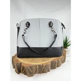 Hakiki Deri Kadın Çanta Sırt Çantası Omuz Çantası Kol Çantası Demir Askılı Çanta - En:28 cm, Kalınlık:14 cm, Yükseklik:21 cm - Gri