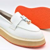 Hakiki Deri Kadın Günlük Ayakkabı Beyaz Loafer Makosen