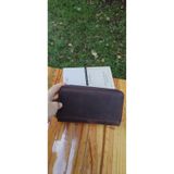 Hakiki Deri Kristal Bordo El Portföyü, Fermuarlı Uzun Cüzdan, Model EDO 002-0006 (CRAZY G6 KAHVERENGİ)