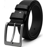 Hakiki Deri Kumaş Pantolon Kemeri Siyah Nikel Tokalı /3.3 cm - 135 cm