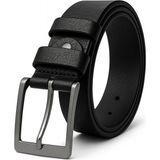 Hakiki Deri Kumaş Pantolon Kemeri Siyah Nikel Tokalı /3.3 cm - 155 cm