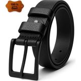 Hakiki Deri Kumaş Pantolon Kemeri Siyah Tokalı /3.3 cm - 165 cm - 000-Siyah