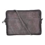 Hakiki Deri Laptop Çantası – 14" ve 16" Uyumlu İnce, Hafif ve Şık Notebook Çantası – Premium Süet Astarlı, Fermuarlı, Omuz Askılı Erkek Kadın Bilgisayar Çantası (Gri, 16")