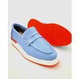 Hakiki Deri Mavi Kadın Günlük Ayakkabı Makosen Loafer