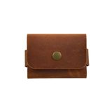 Hakiki Deri Minimal Kartlık, Erkek & Kadın Minimalist Kartvizitlik, Tek Çıtçıtlı Şık Para ve Cüzdan, Hediyelik Ürün (camel)