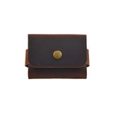 Hakiki Deri Minimal Kartlık, Erkek & Kadın Minimalist Kartvizitlik, Tek Çıtçıtlı Şık Para ve Cüzdan, Hediyelik Ürün (taba)