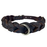 Hakiki Deri Örgü Köpek Tasması (Kahverengi, M (30-40cm))
