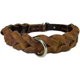 Hakiki Deri Örgü Köpek Tasması (Taba, M (30-40cm))
