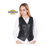 Hakiki Deri Siyah Casual Fermuarlı Kadın Deri Yelek
