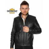 Hakiki Deri Siyah Erkek Deri Mont Dört Cepli Spor Deri Ceket