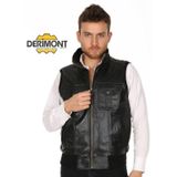 Hakiki Deri Siyah Jack Beli Lastikli Erkek Deri Yelek