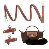 Hakiki Deri Taba Çanta Askısı Seti, XS Pouch ile Uyumlu, Kahverengi, Altın Rengi Metal Aksesuarlı