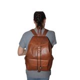 Hakiki Deri Taba Renk Kadın Erkek Kullanımlı Sırt Çantası 3 Cep Xl Model