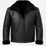 Hakiki Deri ve Kürk Siyah Erkek Pilot Mont – Kışlık Fermuarlı Model - 251-Siyah - 2XL
