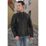 Hakiki Derimont Siyah Kuzu Derisi Ceket Fermuarlı Cepli El Yapımı Motorcu Tarzı Slim Fit