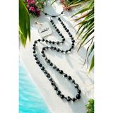 Hakiki Kar Tanesi Obsidiyen Doğaltaş Uzun Unisex Kolye (70-80 Cm)
