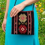 Hakiki Karacakılavuz Dimi Dokuması Koç Boynuzu Motifli Siyah Büyük Çanta 35X30 cm - 35 x 30 Cm - 0 - Siyah