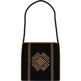 Hakiki Karacakılavuz Dimi Dokuması Koç Boynuzu Motifli Siyah Çanta 25 x 26 cm - 0 - Siyah
