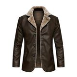 Hakiki Koyun Derisi Erkek Deri Mont, Kürk Yakalı, Dar Kesim, Siyah/Koyu Kahverengi (Koyu Kahverengi Koyun Derisi, 4XL)
