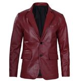 Hakiki Kuzu Derisi Erkek Blazer Ceket, Bordo Renk, 2 Düğmeli, Saten Astarlı, Kapaklı Cepli, Çift Yırtmaçlı (2XL)