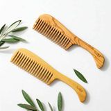 Hakiki Saplı Şimşir ve Zeytin Tarak Seti 23 cm | Doğal El Yapımı - Ahşap
