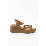 Hakiki Süet Deri Camel Kadın Sandalet - RGN21 Camel 39
