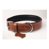 Hakiki Yağlı Deri Köpek Boyun Tasması Xl Taba Kahverengi 4X54-64 cm