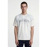 Hakke Erkek Brooklyn Baskılı Oversize T-Shirt - Beyaz - XL