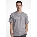Hakke Erkek Brooklyn Baskılı Oversize T-Shirt - Gri - XL