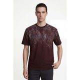 Hakke Erkek Brooklyn Baskılı Oversize T-Shirt - Kahverengi - XL